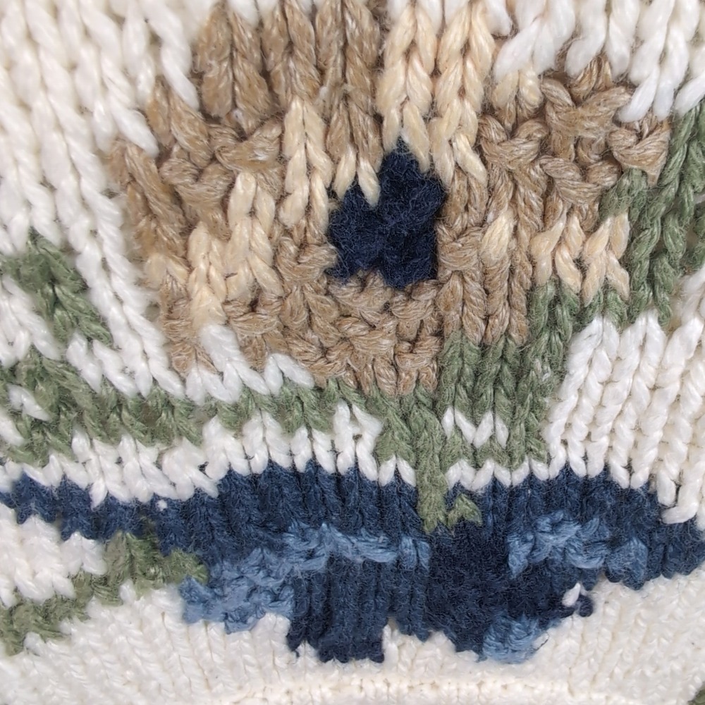 Vintage American Weekend Sweater Chunky Women Large Floral Hand Knit Grandmacore - Picture 8 of 10